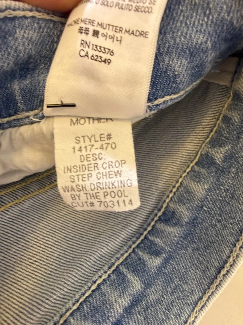 MOTHER Insider Crop Step Fray Jeans Drinking By The Pool Wash Size 29 - Picture 7 of 14